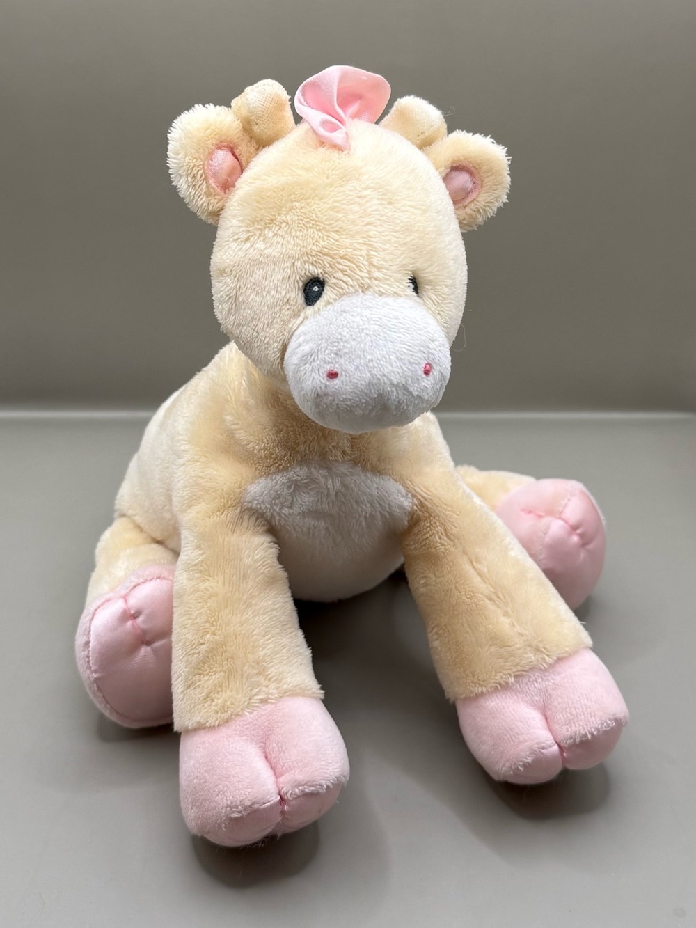 Baby GUND Musical Giraffe Tender Beginnings Pink Satin Plush Stuffed Animal Toy